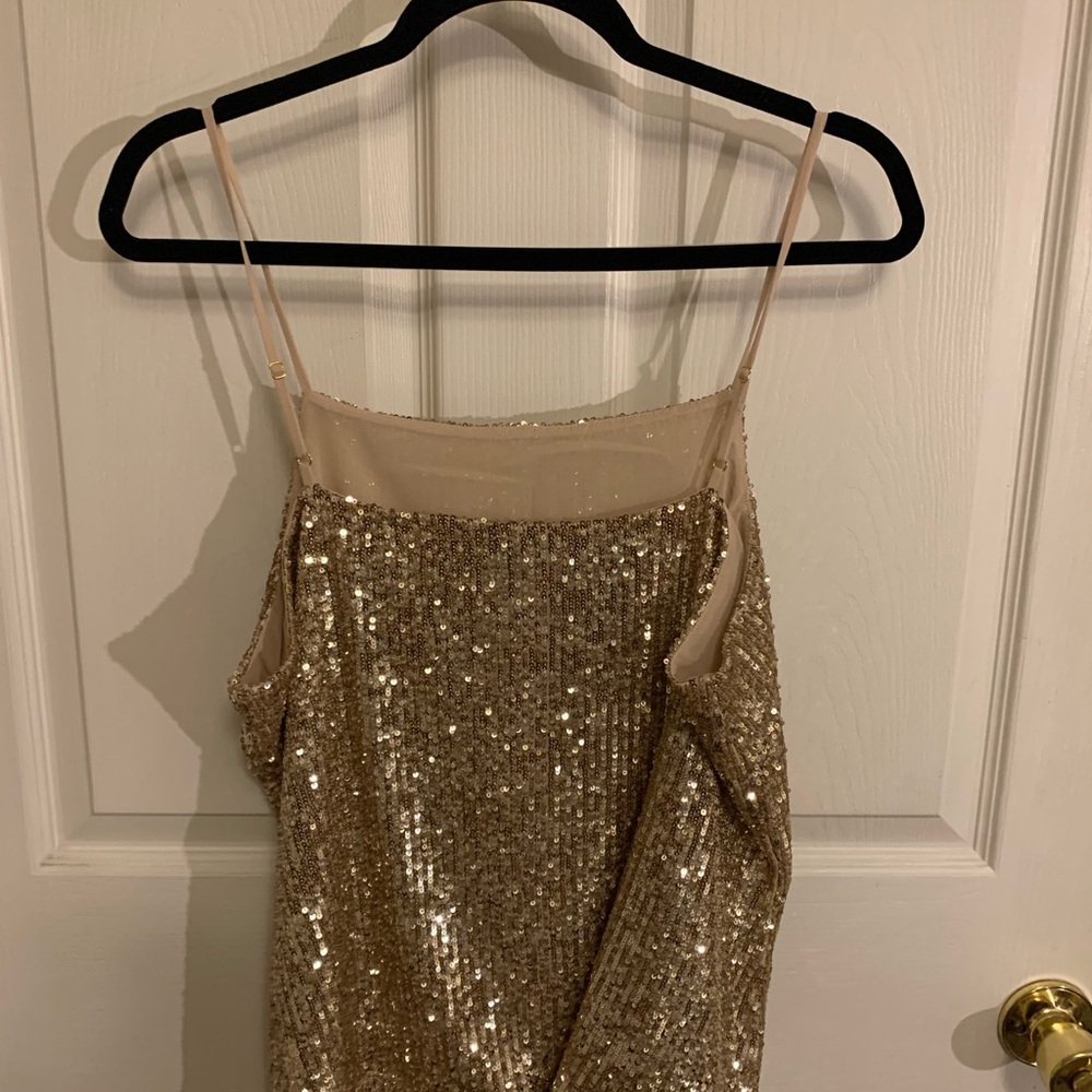 Ann Taylor Ethereal Gold Sequence Tank Cami Size Large - Picture 2 of 11